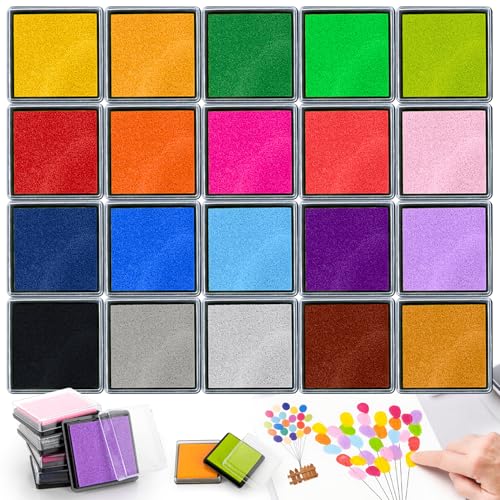 RAINFLOW 20 Colors Washable Ink Pads for Stamps