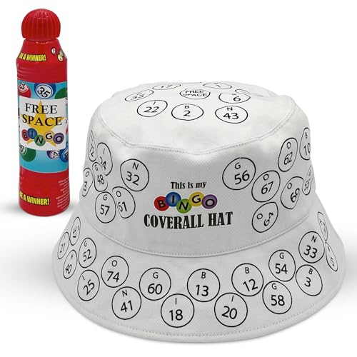 Bingo Hat - Bucket Hat - Coverall Hat with Included Red Bingo Dauber - Customize it! - Small and Large Available