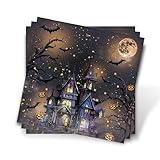 48 Stück halloween servietten, Schlosshalloween deko, tischdeko Fledermaus, halloween geschirr zubehör Feiertage servietten, Küche fall decor, Passend für restaurant, Party, Hotel oder mehr