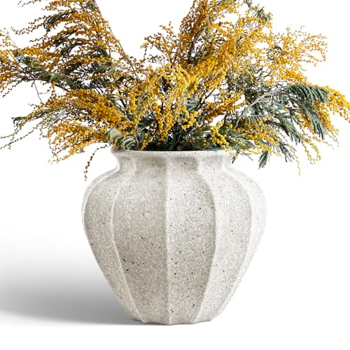 LE TAUCI 11.3" Ceramic Vase, Artisan Large White Ceramic Vase