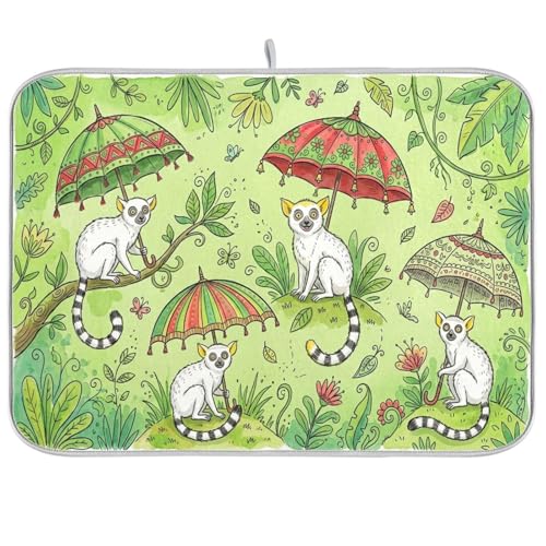 Whimsical Green White �H�튣���}�b�g �z���� ���o�[�V�u�� �L�b�`���}�b�g �J�E���^�[�g�b�v�p 18x24�C���`