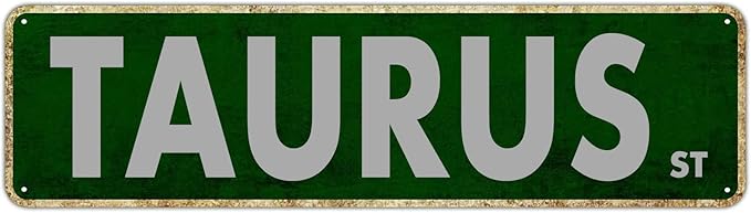 Taurus Street Sign Home Room Decoration Retro Avenue Sign Outdoor Decoration Vintage Posters Decorative Plaque Wall Art Road Tin Sign for Man Cave Bar Pub Cafe Home Wall Decor 16in x 4in