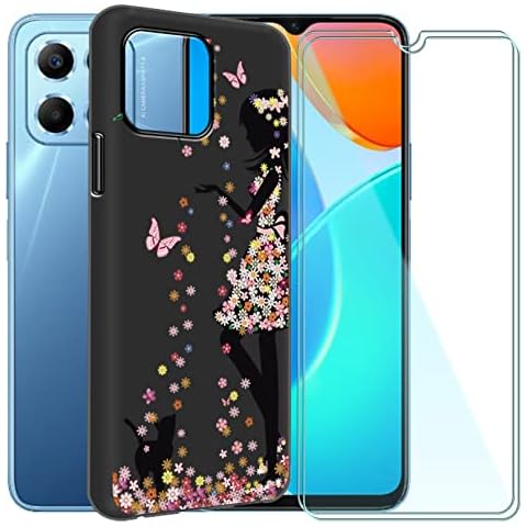 CXKJ Case + [2 Pack] Screen Protector for Honor X6 (6.50 inch),Black Silicone Cover Soft Case band Tempered Glass Film,for X6 Glass Film - A3 Cover