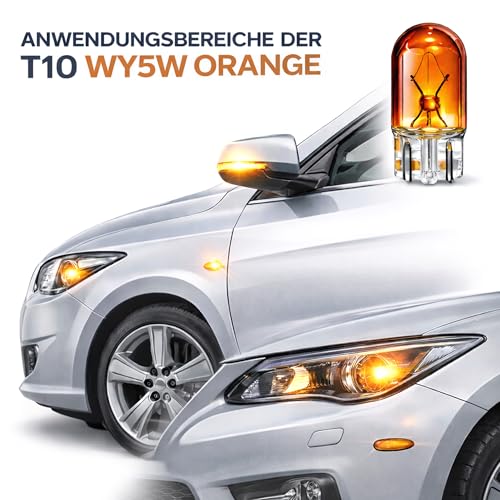 Light Galaxy ... Ihr Lichtlieferant 10x T10 WY5W 12V 5W Blinkerbirnen Orange W2.1x9.5d Blinker Lampe Seitenblinker Amber Glas Autolampen