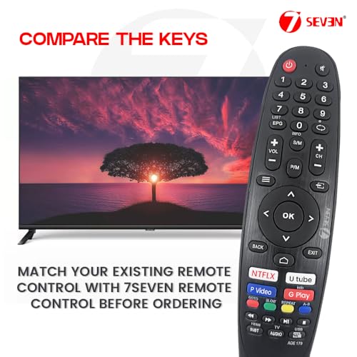 Image of 7SEVEN Compatible for Sansui Tv Remote Original Suitable Smart Android FHD UHD Television 32 43 55 65 inches and Make Sure Existing Remote Match Exactly to Replicate and Perform Comfortably