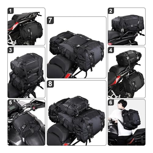 Paquete equipaje lateral para moto impermeable y multifuncional 4
