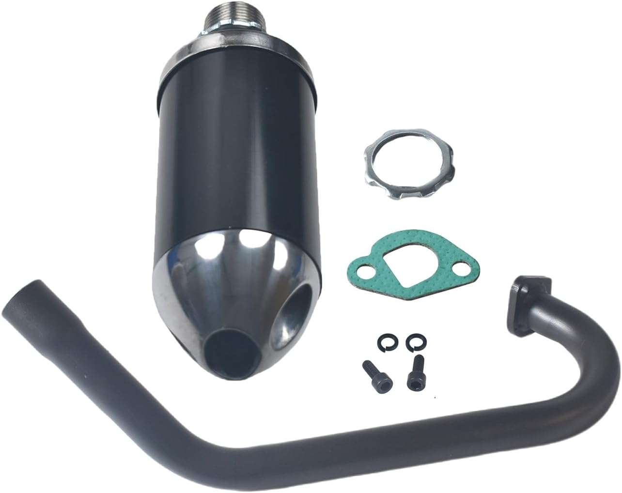 Exhaust Pipe with Muffler For Coleman Powersports CT200U BT200X KT196 MB200,For Honda GX160 GX200，For Predator 212cc 196cc/6.5HP Gas Mini Bike Go Kart Performance Parts Black