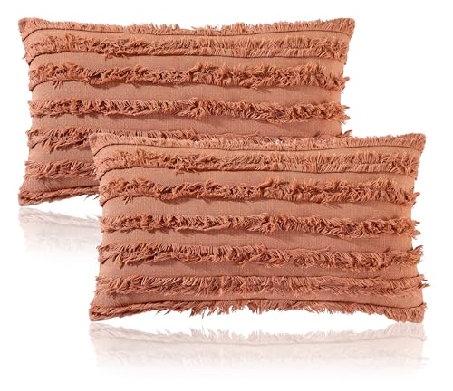 Image of mosey Boho Cushion Covers 20 inch x 20 inch Set of 2 | Pure Cotton 20x20 inch Cushion Cover 2020 | Soft Square Throw Pillow Cover 50 x 50cm for Sofa | Rustic
