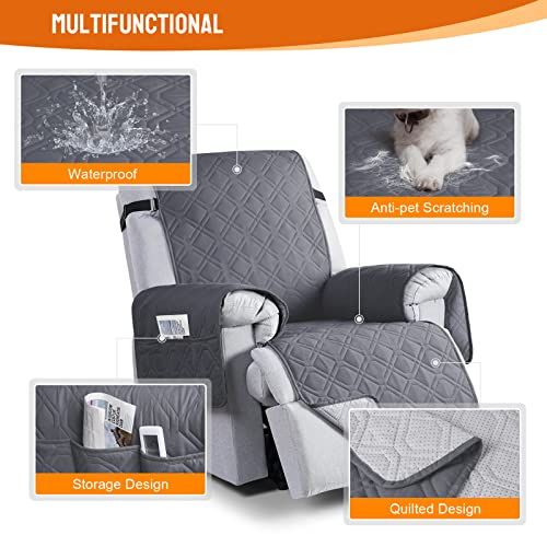 Image of VANSOFY 100% Waterproof Recliner Chair Covers, Recliner Cover Non-Slip Dog Chair Cover Furniture Protector Washable Slipcover with Pocket, Elastic Straps for Pets, Dogs(Dark Gray, 28 inch)