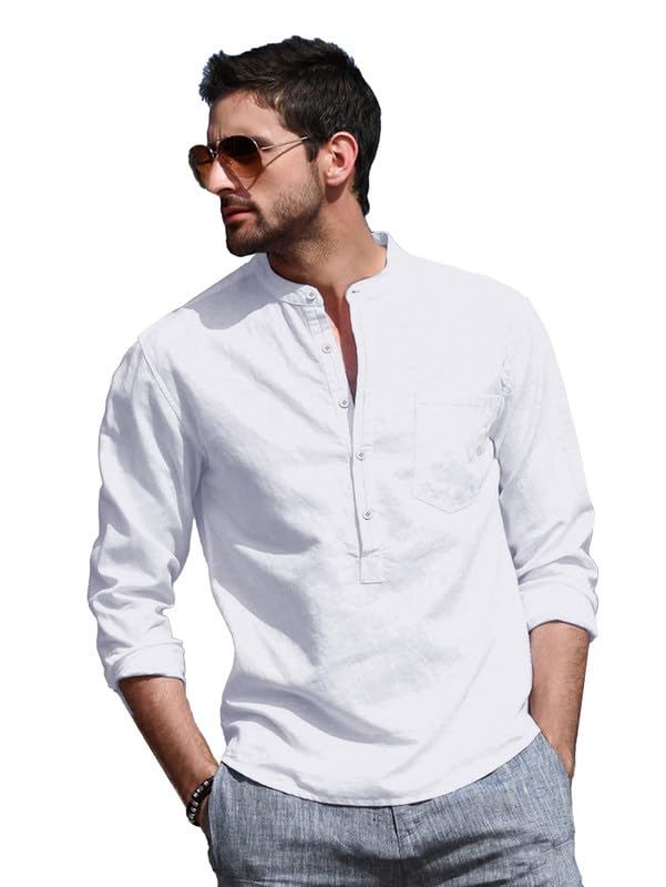 Be Active Men's Solid Regular (Rf0003 10-L_White L)