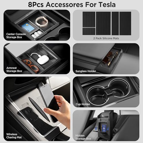 Image of 8PCS Console Organizer for Tesla Model Y Accessories 2026 2025