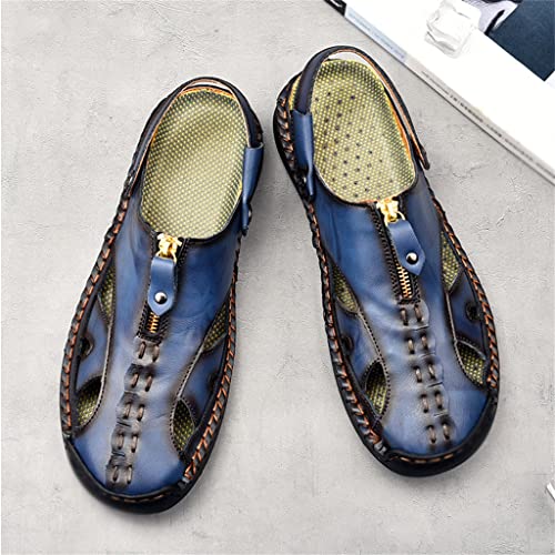 Men's Sandals Breathable Beach Shoes Leisure Flats Men Casual Shoe Slip on Retro Sandals(47)4