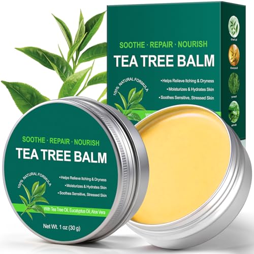 bnHUlMXw Tea Tree Oil Balm,Tea Tree Oil for Skin,Dry Itchy Skin & Rash Relief, Athlete’s Foot & Dry Feet Itching, Jock Itch, Chafing, Bug Bites,Natural Formula,Effective & Safe for All Ages