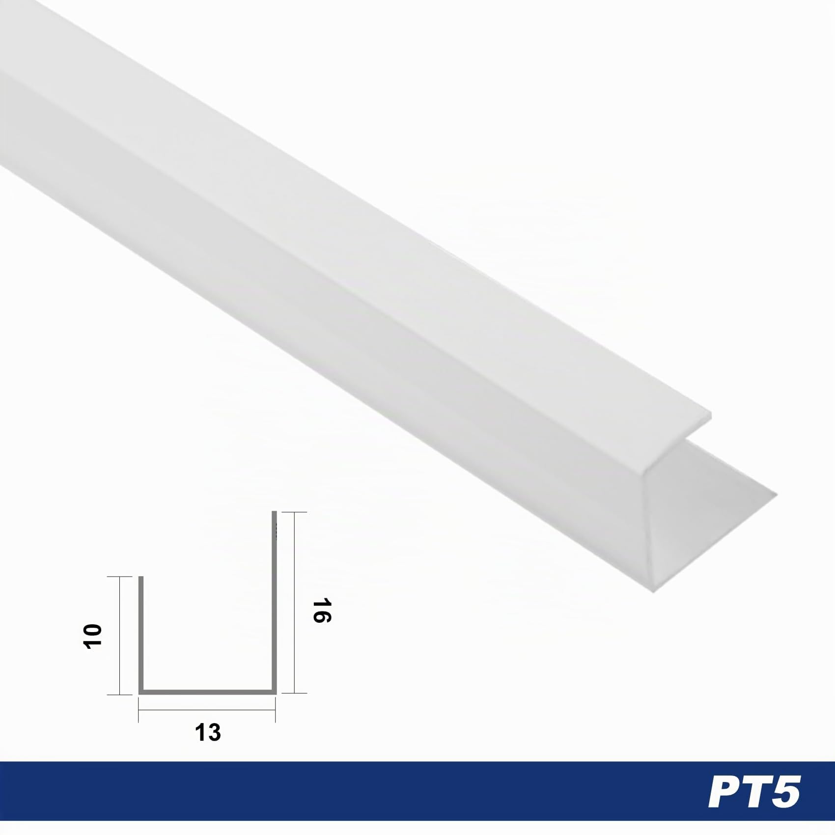 Lemal Profilo a U in PVC PT5, profilato per bordi, antiurto, resistente, 12,5 mm, bianco, lunghezza 30 m