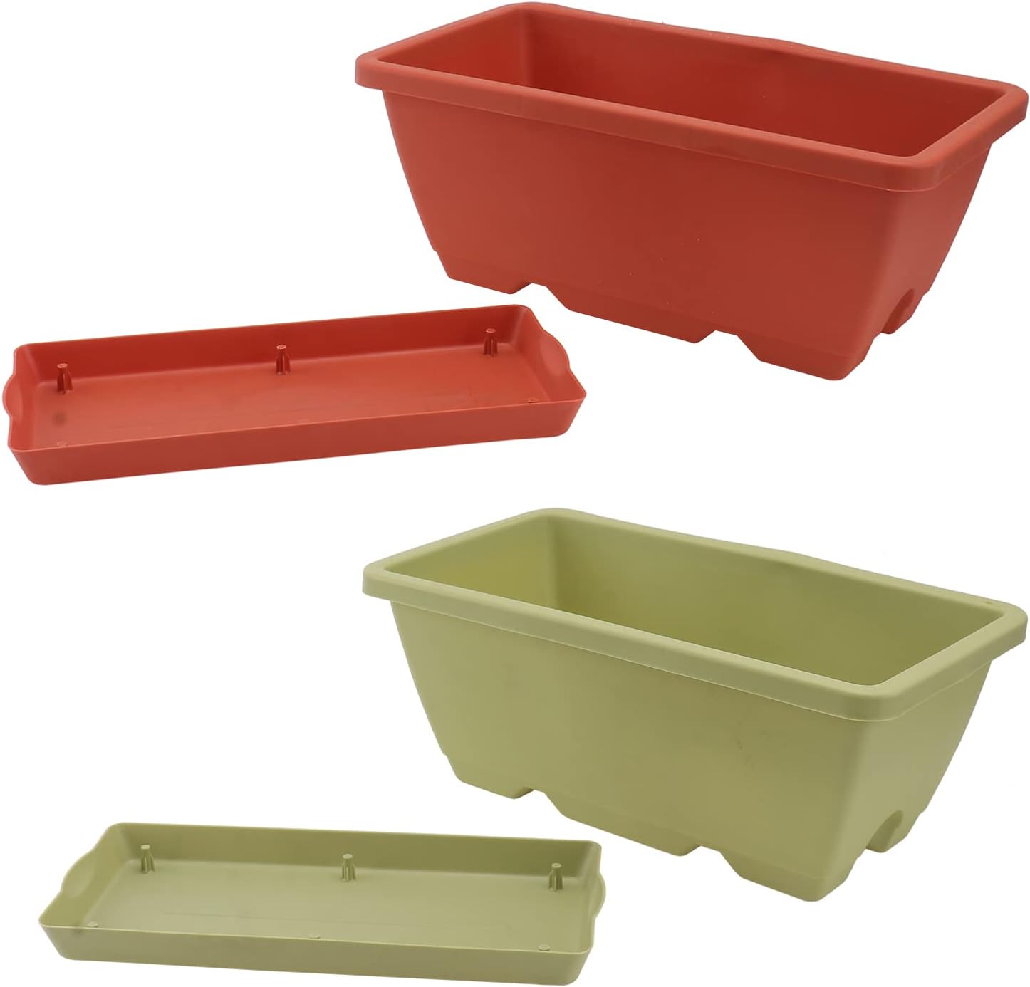 Yardwe 2 Piezas Decoración Ventana Patio Alféizar Cubierta Flores Macetas Jardinería Cm Elevado para Vivero Riego Macetas Largas Drenaje Jardín Suculentas Plantación Contenedor Bandeja