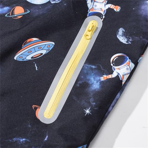 Unisex Kids Thick Fleece Rain Jacket Print Zip Detachable Hooded Raincoat Warm Windproof Coat with Pocket4