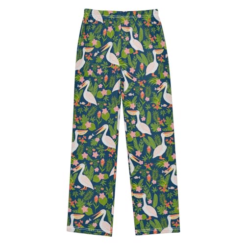 Toucan Bird Hibiscus Floral Boys Long Pants Soft Trousers Elastic Waist Kids Lounge Bottoms with Pockets S-XL