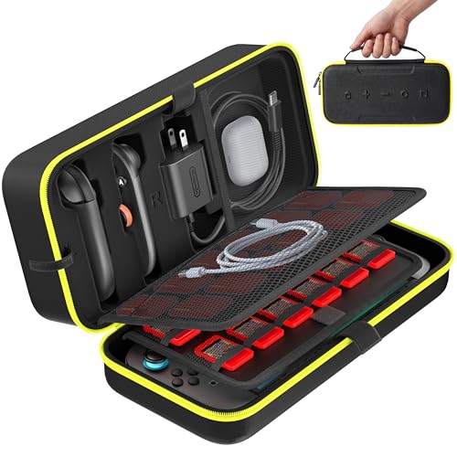 OIVO Carrying Case Compatible with 2025 Nintendo Switch, Portable Switch 2 Travel Carry Case Fit for Joy-Con 2 &amp; Adapter, Hard Shell Protective Pouch Bag with 24 Game Slots, Yellow