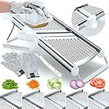 Gramercy Adjustable Mandoline Food Slicer, Mandoline Slicer for Kitchen, Mandolin, Potato, Tomato, Carrot, Vegetable, Fruit and Onion Cutter - Stainless Steel - INCLUDING 1 Pair Cut-Resistant Gloves