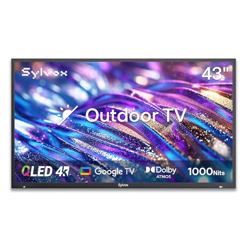 SYLVOX New 43” Outdoor Smart QLED TV, Superior Waterproof