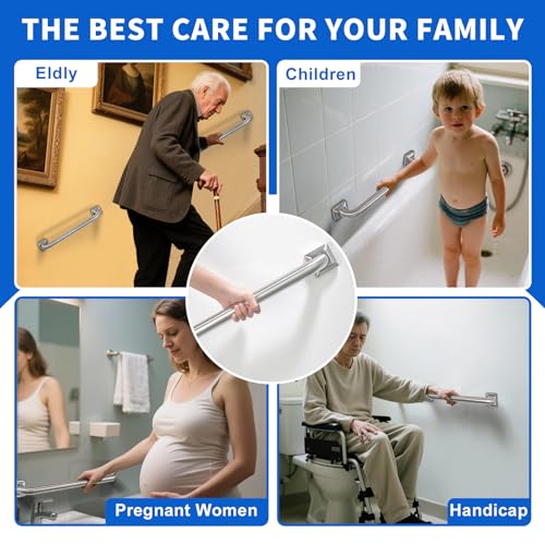 Bathroom Grab Bars Stainless Steel Handrail ADA Compliant 500lbs bathtubs and Showers Toilet Handle Safety for Handicap, Elderly, Disabled, Injury (12 inches) - Image 7