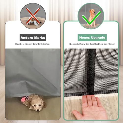 Treppenschutzgitter Ausziehbares Ohne Bohren Türschutzgitter für Babys, Babygitter & Hundegitter,140 cm Breite, 80 cm Höhe, Türschutzgitter für Treppe/Türen/Korridore/im Freien