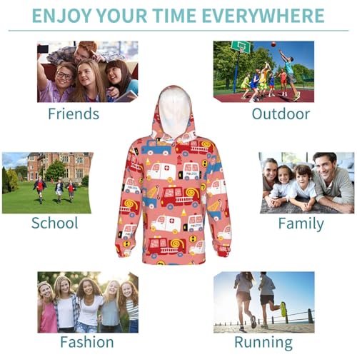 Cartoon with Traffic Elements Kid Hoodies Boys Sweatshirts Girls Pullover with Pocket 6