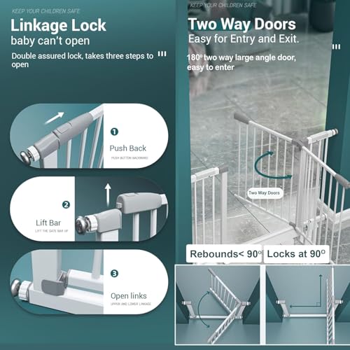 Image of StarAndDaisy Baby Safety Gate for Kids Home Children Stair Barricade Door with Two Way Auto Close, No Dril Requried Retractable Door with Adjustable Linkage Lock.