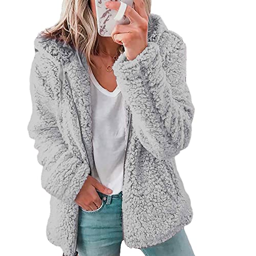 sujinxiu Veste polaire Sherpa pour femme en laine sweats à capuche décontractés garder au chaud vêtements d'extérieur faux flou à manches longues sweat moelleux Cover