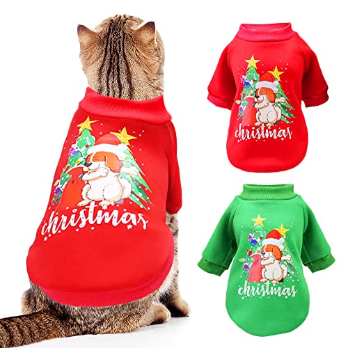 SUPJADE Katzen-Weihnachtspullover - Welpen-Strickpullover Weihnachtspullover Pullover Weihnachten Winter warme Kleidung für Kätzchen und kleine Hunde (S (Brustumfang: 32 cm, Rückseite: 20 cm)) Cover