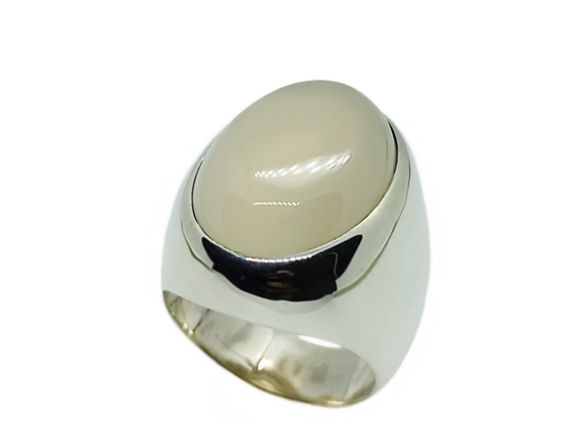 30 Carat Natural Big White Quartz Mens Heavy Ring Sterling Silver 925 Handmade Dur e Najaf Heavy Ring Rare Dur al Najaf Ring Religious Ring Gift for Him (7.5)