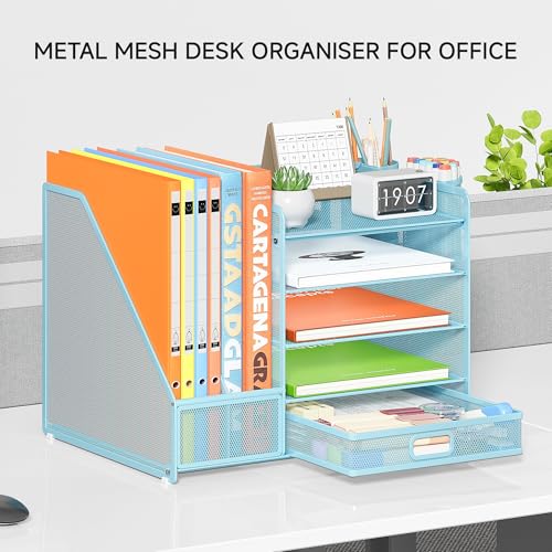 VITVITI Desk Organiser with File Holder, 5 Tier Desk Tidy Organiser with 2 Pen Holders - Image 4
