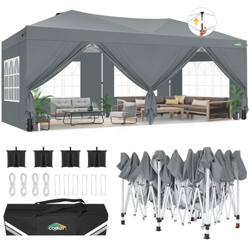 COBIZI Canopy 10x20 Pop Up Canopy Tent with 6 Sidewalls, One...