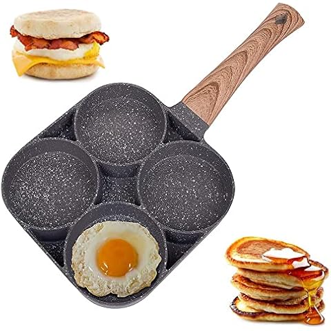 4 Loch Omelettpfanne, Antihaft Spiegelei Pfanne, Frühstücks Burger Maker, 4 Loch Antihaft Aluminium Pfanne, Spiegelei Burgerpfanne, für Spiegeleier, Steaks, Burger, Pfannkuchen Cover