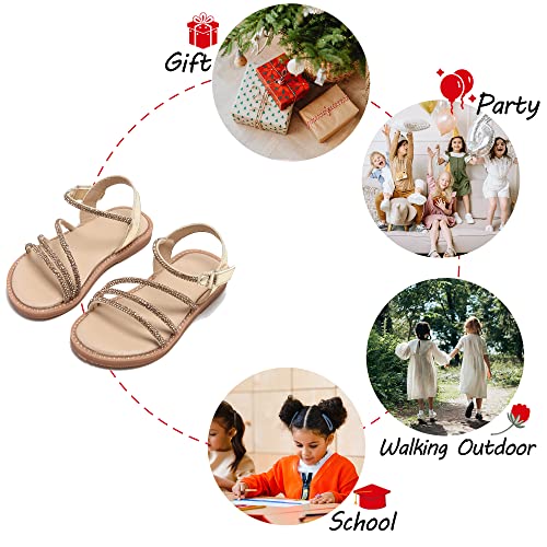 Image of PHIRAMIN Toddler Girl Sandals - Flower Girl Dress Shoes Open Toe Little Kid Flats