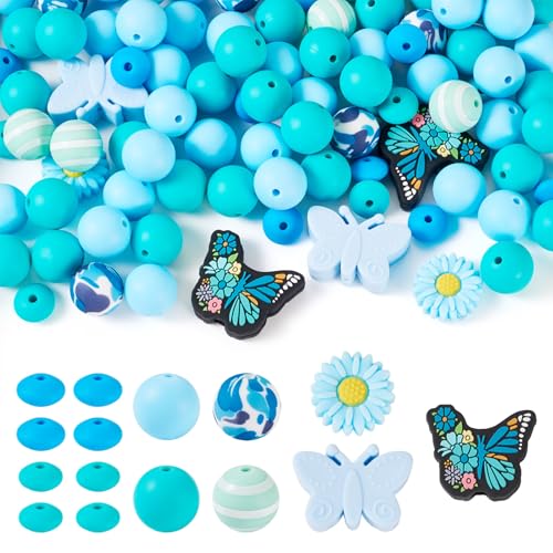 Cuentas focales de silicona de mariposa y flores para abalorios y decoración de fiestas 2