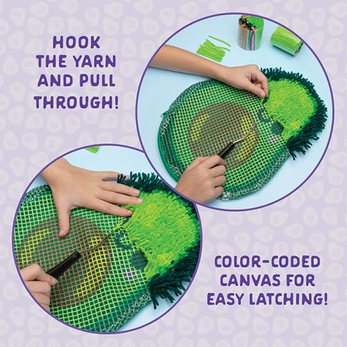 Image of LatchKits Avocado Pillow - Latch Hook Kits for Kids, Arts and Crafts, Yarn Art, Kids Crafts, Toys for Girls, Birthday Gift for Girls, Easy to Follow Pattern, Hook Included, Craft Kits, Ages 6+