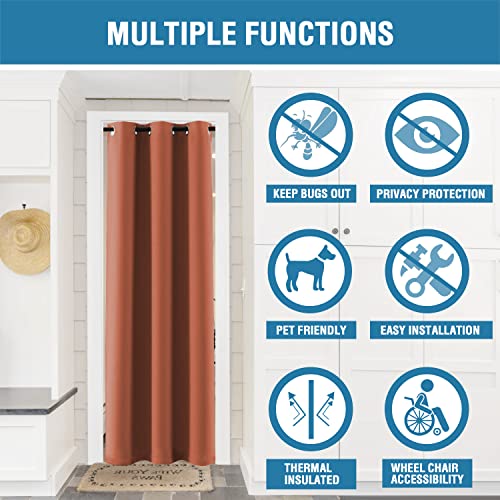 Image of H.VERSAILTEX Doorway Curtain Blackout Closet Door Curtain Room Divider Window Treatment Curtain for Bedroom Thermal Insulated Privacy Drape Soundproof Grommet, 42 x 80 inches, 1 Panel, Orange