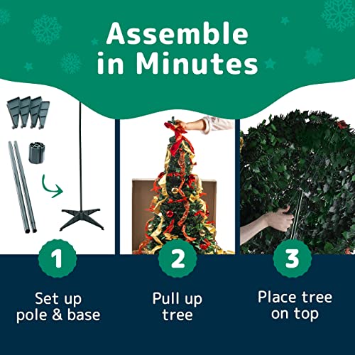 6 Ft PreLit PreDecorated Christmas Tree Easy Assembly Pull Up Pop Out