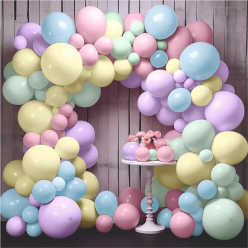 YOURS DECOR Happy Birthday Balloons Decoration Kit - 62 Pcs Pastel Balloon Garland Set for Birthday Parties & Celebrations | Birthday Decoration Set for Celebrations for Kids, Girls & Boys