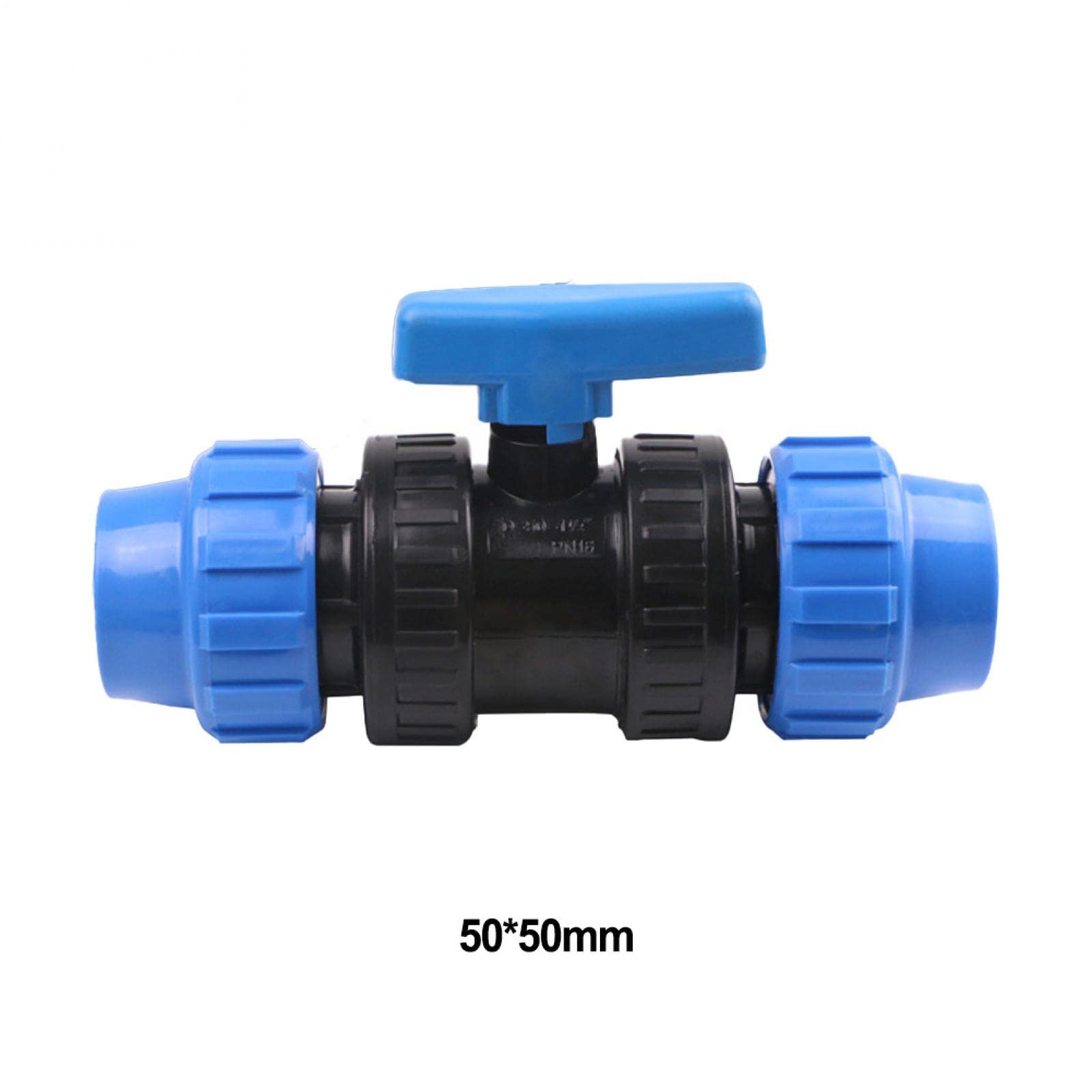 RANRAO Raccordo a compressione per acqua, raccordo a vite in PP, tubo PE, connettore a morsetto per acqua potabile, riduttore a compressione, 50 x 50 mm, adattatore femmina