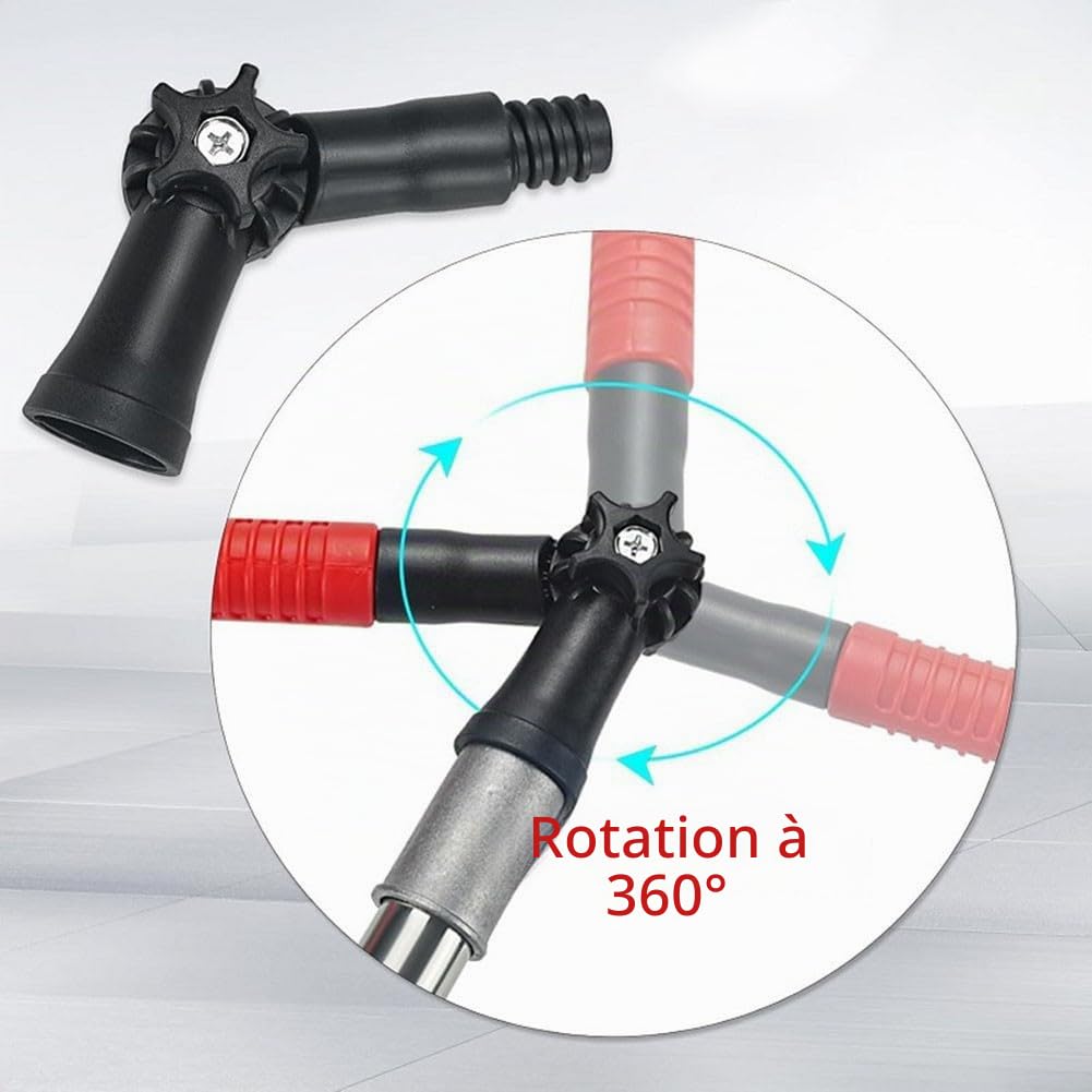 1 Perche télescopique de 1,8 mètre avec Joint articulé pivotant à 180 degrés pour Rouleau de Peinture et poignée d'outils de Nettoyage