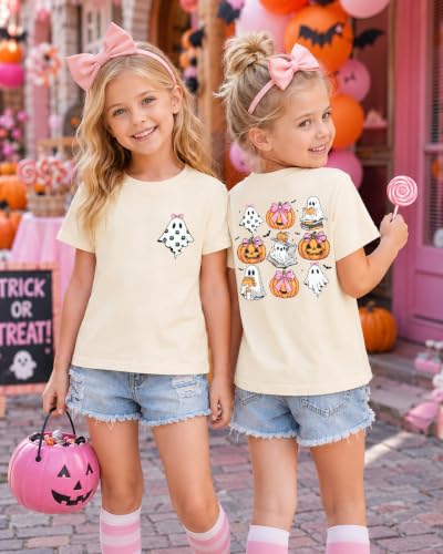 Halloween Shirts for Kids Toddler Ghost Graphic Tee Spooky Season Fall Tops - image 3