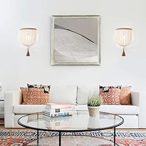 Viluxy bohemia wood beaded wall sconces bedside antique rustic wall sconce lighting fixture white finishing for bedroom hallway entryway passway bathroom vanity 2 pack  urban country home decor