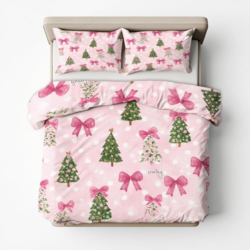 Winter Bettwäsche 135x200 Weihnachten Design, 2teilig - Rosa...