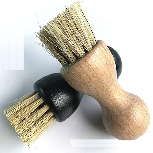 2Pcs Shoe Shine Brushes Gourd Shape Wooden Handle Shoe Cleaning Care Brush Shoe Dauber Polish Applicator Tool for Women and Men Shoes Boots, 2 Colors