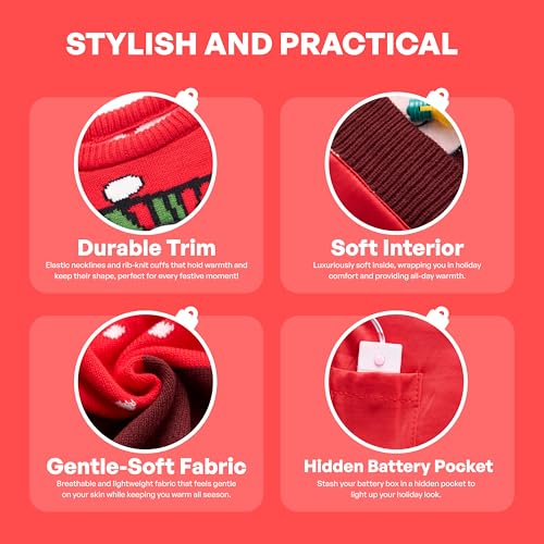 JOYIN Men's LED Light Up Christmas Ugly Sweater, Holiday Ugly Christmas Sweater with Built-in Light Bulbs4