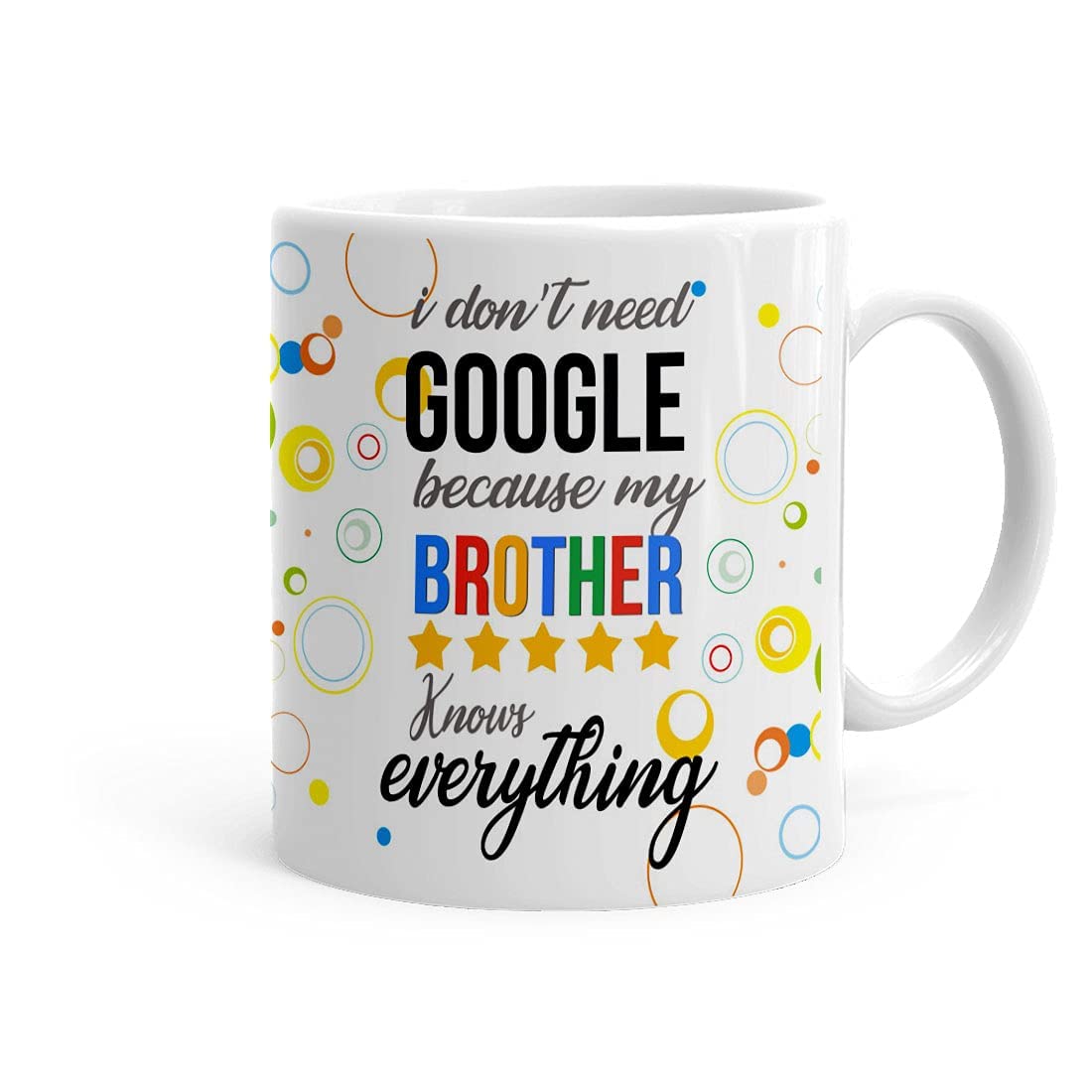 Shopin Ston My Brother Knows Everything Funny Quote Theme Tea Coffee Mug(325 Ml)- Gift for Brother,Rakshabandhan Gift for Brother/Bhaiya