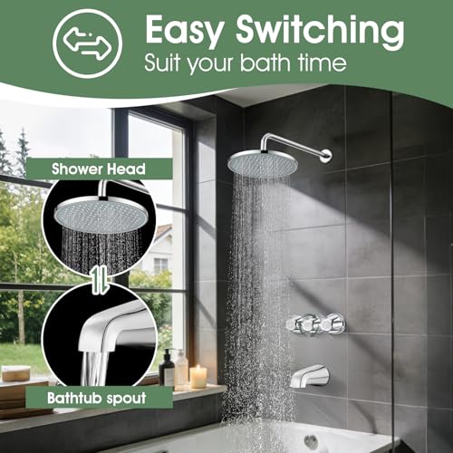 Repuesto de grifería para bañera y perillas de ducha, juego de pico para bañera fácil de instalar para tubería de cobre 1/2", 1/2" IPS y 3/4" IPS con herramienta de instalación miniatura 3