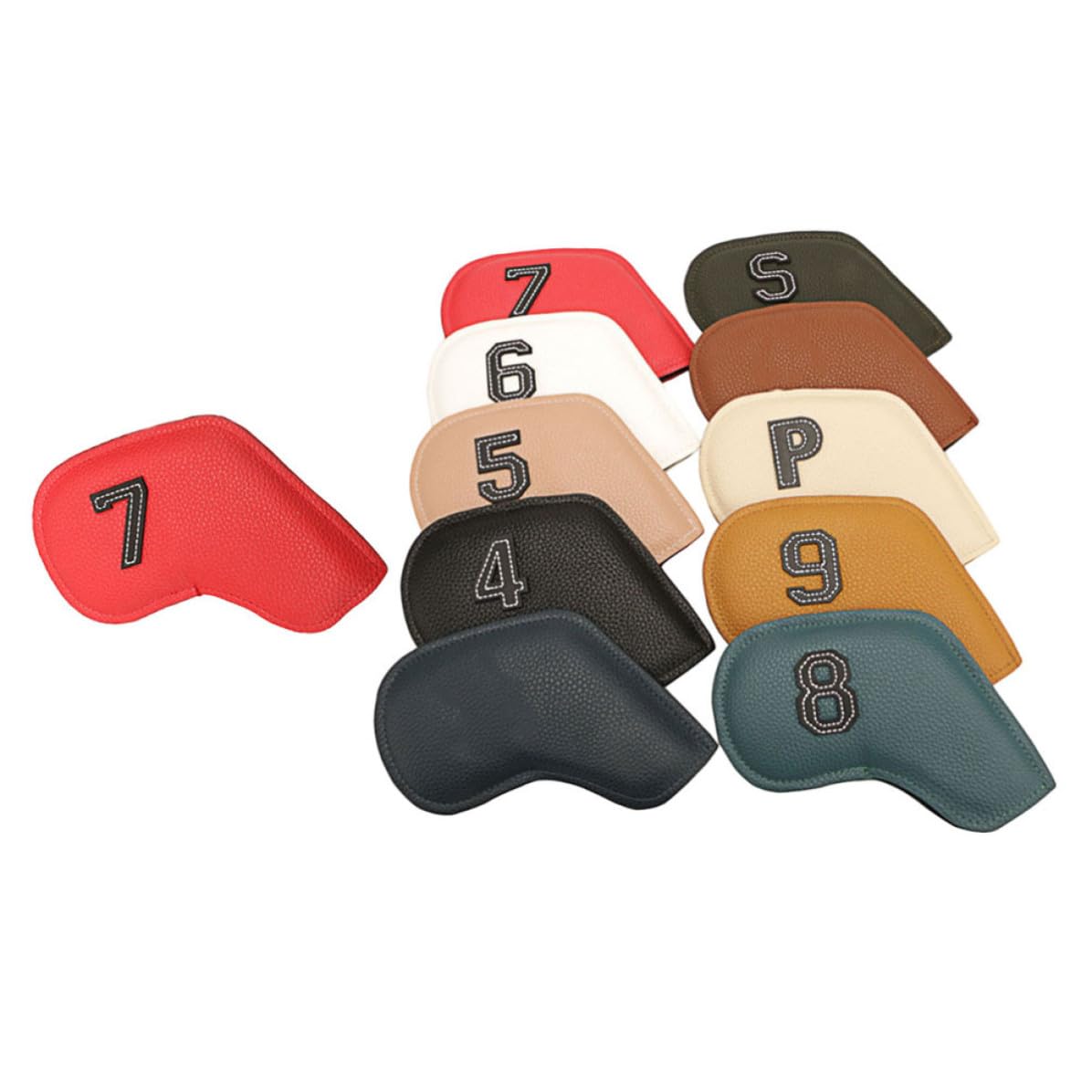10 Piezas Fundas para Cabezas de Caña de Golf Funda para Hierros de Golf PU Mallet Shaped, Protege Palos y Reduce Vibración, para Transportar y Guardar al Aire Libre